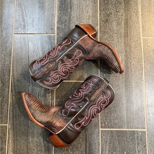 Tony Lama Lizard Embroidered Cowboy Boots